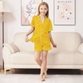 thumbnail image 3 of Silky Satin Kids' Pajama Set Breathable & Smooth Unisex Button-Down Pajamas Confetti and Stars Scattered, 3 of 8