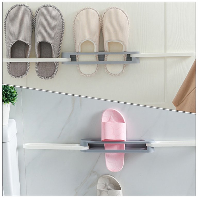 Slipper Storage Rack Bathroom Organizer Wall-mounted Shoe Rack Household  Punch Free Foldable Combined Shoes Holder Space Saving