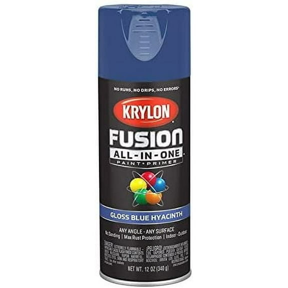 12 oz Krylon K02703007 Blue Hyacinth Fusion All-In-One Paint & Primer Spray Paint, Gloss Pack of 6