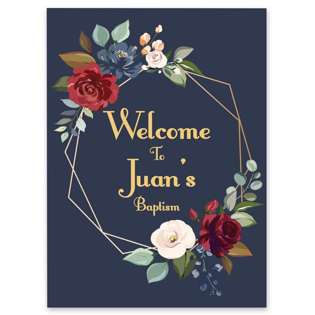 Darling Souvenir MADE WITH LOVE PersonalizedWelcomeSignFor Baptism,Painted RosesParty Supplies Great For Your Celebrations- 18x 12