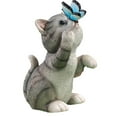 thumbnail image 1 of Estatua de gato de jardín de dibujos animados, escultura de gatito, mariposa, luz Solar, figura decorativa creativa respetuosa con el medio ambiente p Gris, 1 of 8