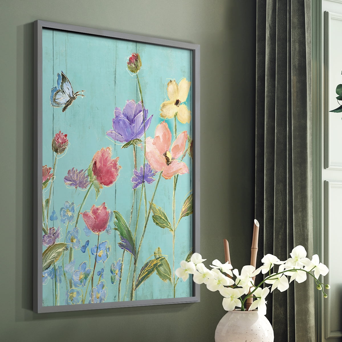 Wildflower Flutter III Framed Print - Solid Wood in Single Picture Frame Solid Wood 2 Framed Print
