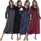thumbnail image 1 of Women's Flannel Robe Zipper Front Robes Full Length Bathrobe, 1 of 3