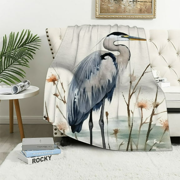 BCIIG Heron Warm Lightweight Blanket Soft Fleece Throw Living Rooms Sofa Decor Cow Gifts All Seasons Exquisite Gifts 40x50in