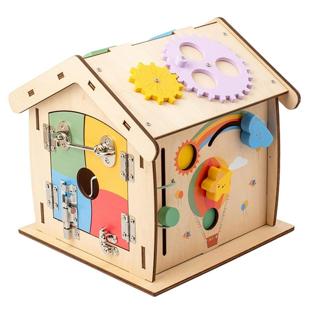 Montessori Busy Board Casa De Madera Juguete Educación Temprana Para Regalo De Vacaciones Ni?os Sunnimix juego de mesa ocupado