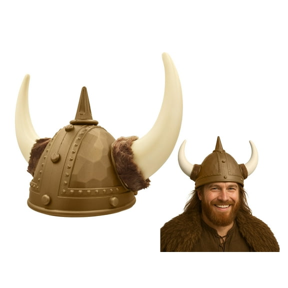 Nicky Bigs Novelties Adult Cosplay Viking Helmet with Faux Fur Horns Barbarian Costume Accessory