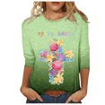 thumbnail image 2 of Xihbxyly T-Shirts à Manches 3/4 pour Femmes, T-shirt Imprimé Col Rond de Pâques, Pull Col Rond, 2 of 4