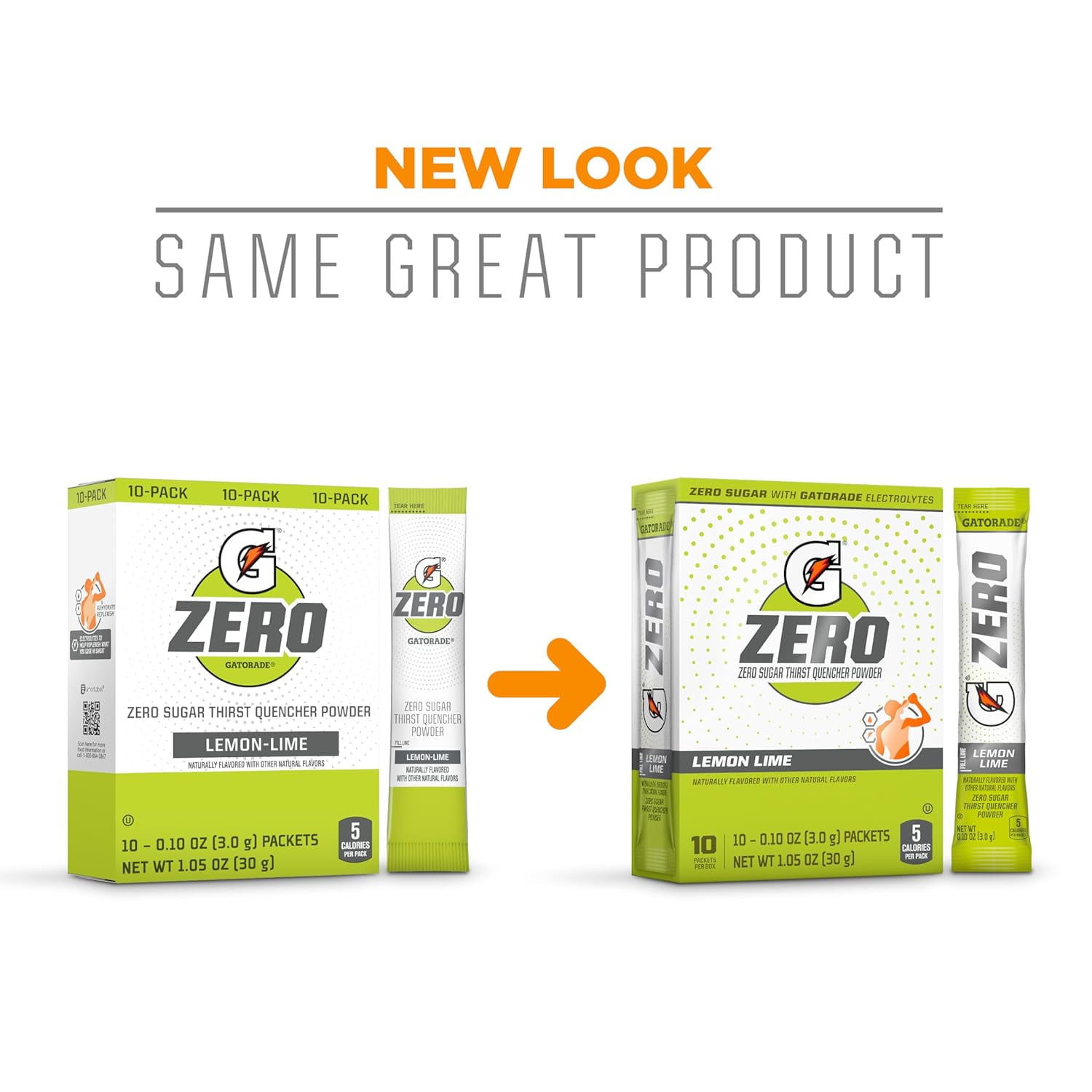 Gatorade G Zero Powder, Lemon Lime, 5 Boxes (50 Packets)