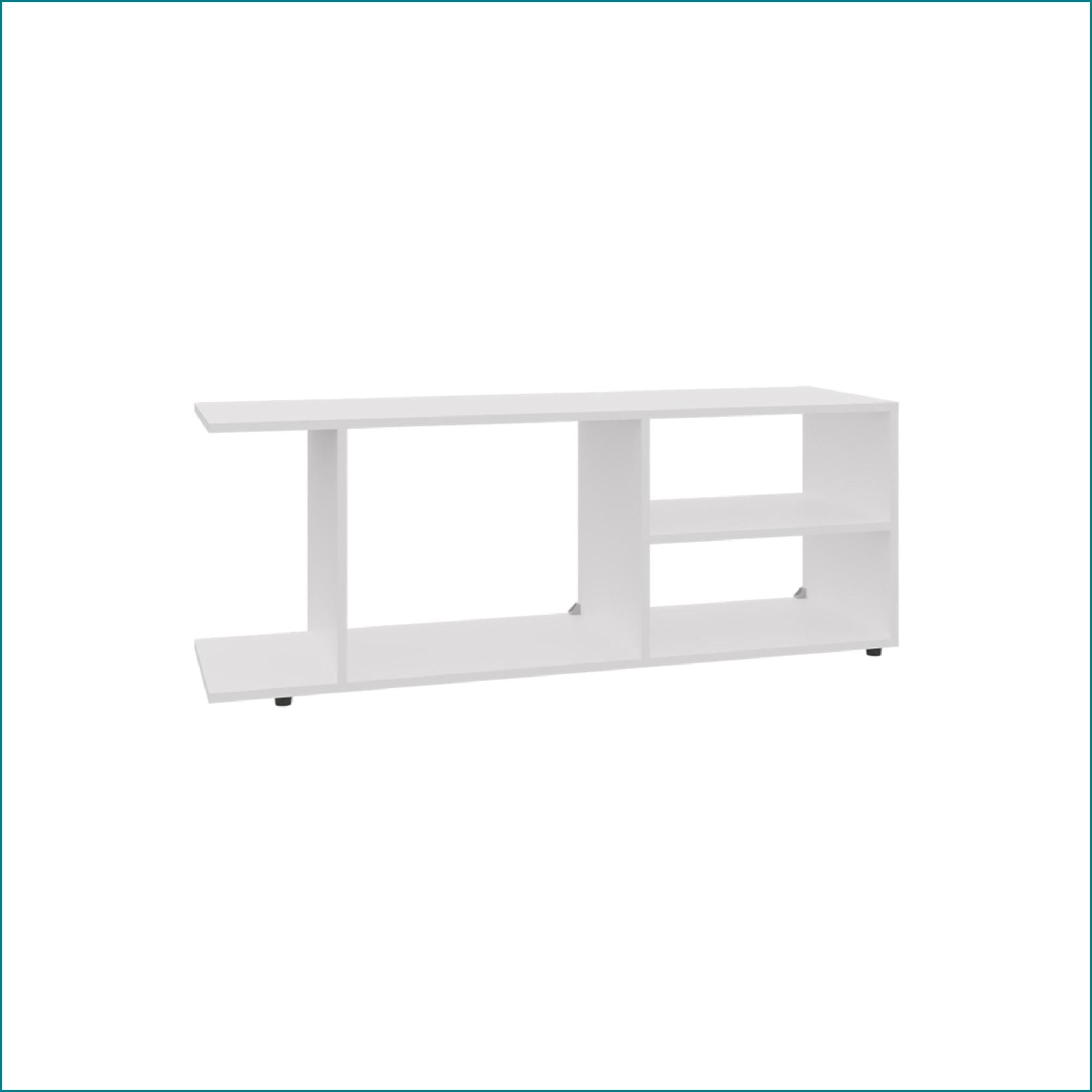TV Furniture Barton Entertainment Center with Storage | White | Engineered Wood | Fits 50-59” TVs