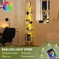 thumbnail image 3 of Corner Shelf Stand, 5-Tier Bookshelf with LED Lights & Steel Frame, Tall Storage Shelves for Living Room, Bedroom, Office, Multi-Purpose Display Bookcase, 3 of 15