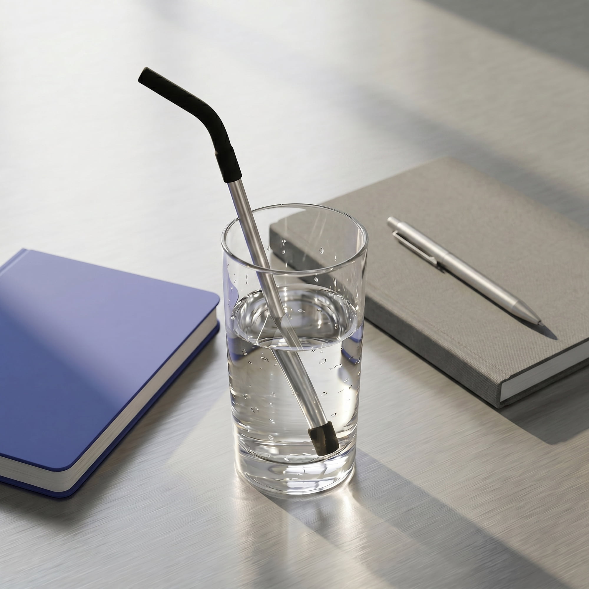 Unique Bargains 8Pcs Stainless Steel Silicone Dishwasher Safe Straws Black