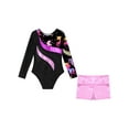 thumbnail image 5 of Sholeno Kids Girls Long Sleeve Dance Biketards with Shorts for Ballet Tumbling Gymnastics Dancewear Pink 12, 5 of 7