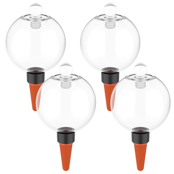 4pcs Watering Ball 17.6oz(500ml) Large Capacity Automatic Plastic Plant Watering Globe with Glass Lid for Indoor and Outdoor Potted Plant for Vacation Busy People