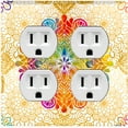 thumbnail image 1 of Metal Light Switch Plate Cover Rainbow Mandala Flower Tile Pattern Beige MDL092, 1 of 13