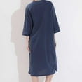 thumbnail image 4 of SWSMCLT Women's House Coat Soft Robe Knee Length V Neck Housecoat 3/4 Sleeve Cool Nightgown Pocket Zip Up Zipper Lightweight Waffle House Dress Navy X-Large, 4 of 4