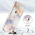 thumbnail image 2 of For iPhone 7 / 8 / SE 2022 & 2020 Marble Patterned Case with Card Holder, Back Folio Kickstand PU Leather + Soft Crystal Bumper Edge, Magnetic Clasp Back Cover,Marble #1, 2 of 6