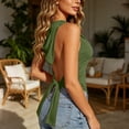 thumbnail image 4 of GERsome Women's Hooded Tank Tops Crew Neck Open Back Lace UP Workout Sleeveless Shirts for Summer Gym Athletic Army Green Size L, 4 of 9
