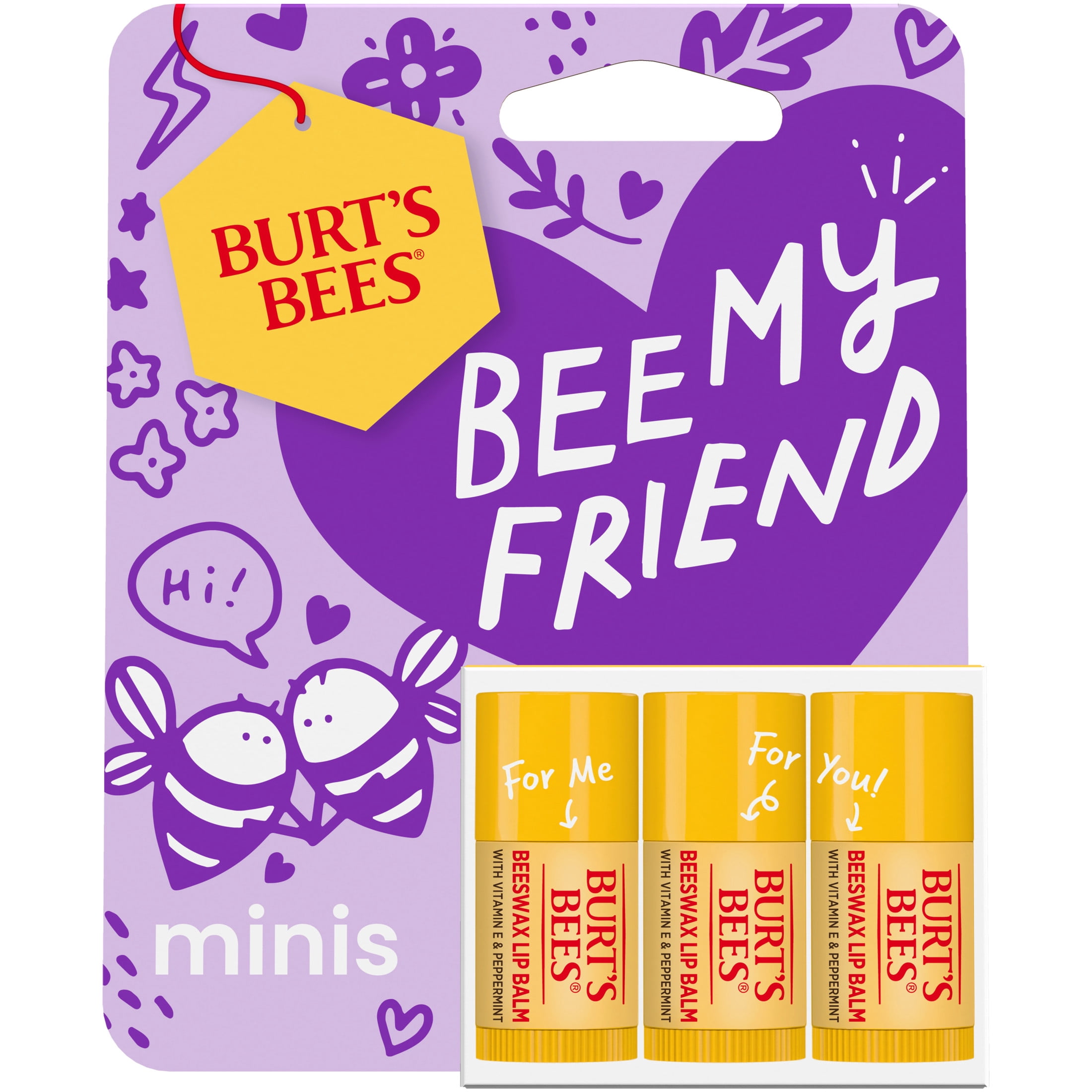 Burts Bees Bee My Friend Minis Beeswax Lip Balm Gift Set, 3-Pack, 0.049 oz.