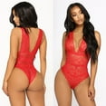 thumbnail image 5 of Femmes V-Cou Dentelle Bandage Lingerie Romper Combinaison Justaucorps, 5 of 5