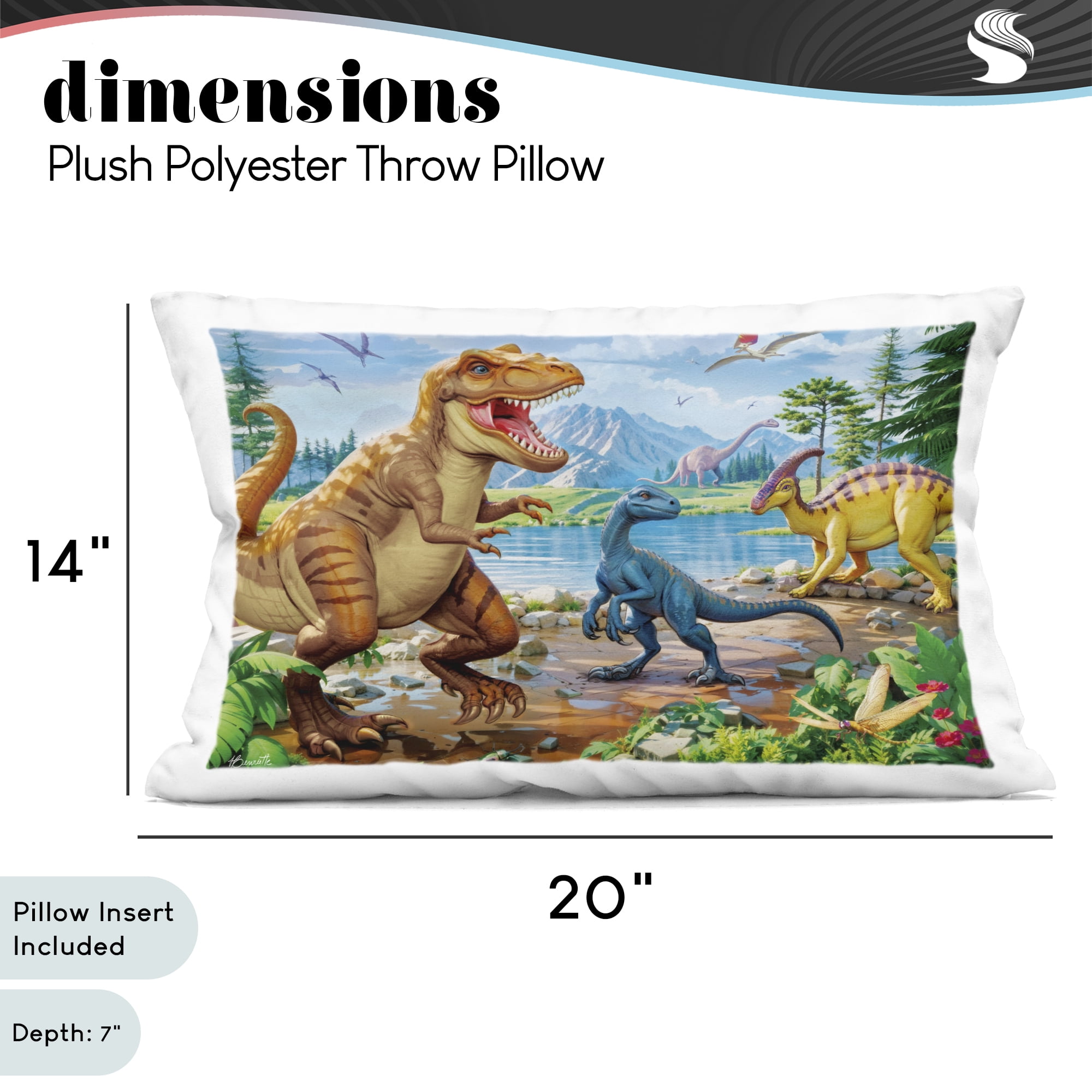 Stupell Industries Lush Jurassic Lakeside Decorative Printed Throw Pillow, design by Henriette Chinaglia, 14 x 7 x 20