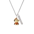 thumbnail image 2 of Delight Jewelry Resin Monkey in Pumpkin Costume Silvertone Fearless Bar Charm Necklace, 23", 2 of 4