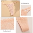 thumbnail image 5 of Tangas de encaje para mujer, 3 uds., bragas de algodón, ropa interior Sexy transparente de tiro bajo, lencería transpirable, anillo de Metal, Tanga con correa fina, 5 of 5