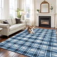 thumbnail image 2 of 5'x7' Area Rugs for Living Room Bedroom, Blue Plaid Washable Rug Carpet Runner Indoor Outdoor, Modern Simple Watercolor Buffalo Lattice Non Slip Floor Mats Area Rug for Kitchen, Nursery, 2 of 8
