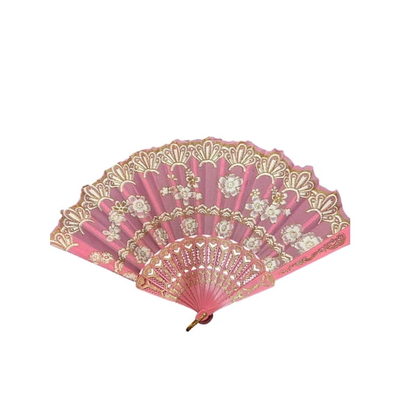24PC pink Wedding Folding Hand Fans Bulk Silk Fans plastic Foldable Fan Wedding Handle Decorative Folding Fans for Party Wedding Gifts Home Decor