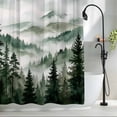 thumbnail image 2 of Forest Mountain Shower Curtain, 72" x 72", Misty Watercolor Green Trees Mountains Cloud Waterproof Bathroom Curtain Washable Shower Curtain Set with 12 Hooks, 2 of 8