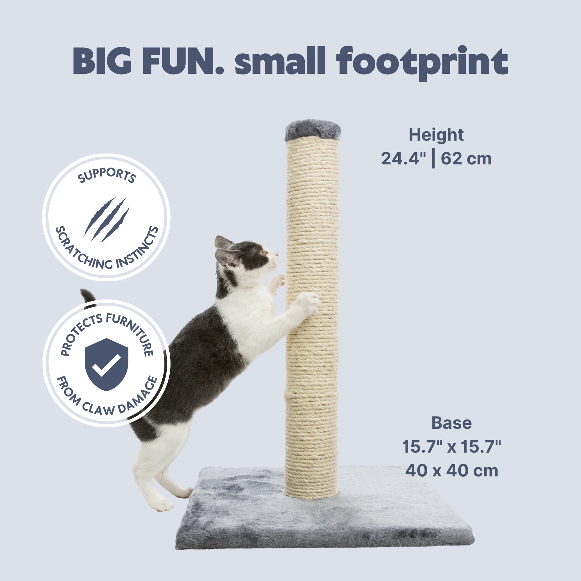 TRIXIE Parla 24.4 Inch Jute Cat Scratching Post with Plush Base