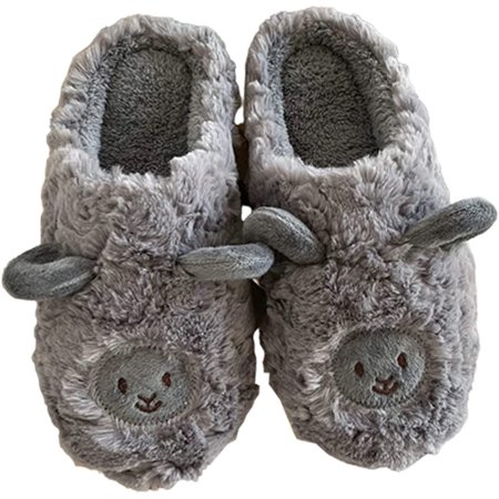 

PIKADINGNIS Cute Furry Sheep Slippers for Women Men Fluffy Faux Fur Plush Lining Warm Soft Winter Wrap Heel House Shoes Indoor Outdoor