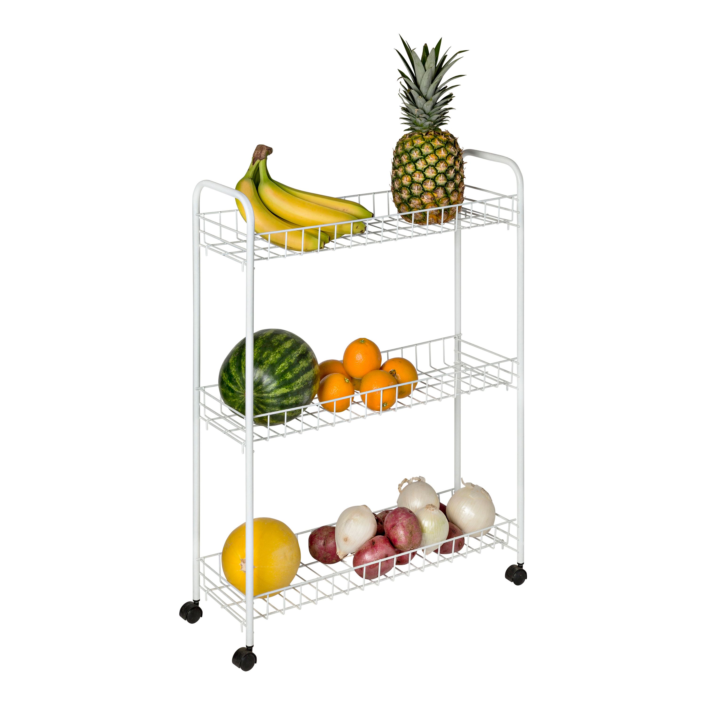 Honey-Can-Do 3-Tier Rolling Steel Storage Cart, White - image 5 of 7