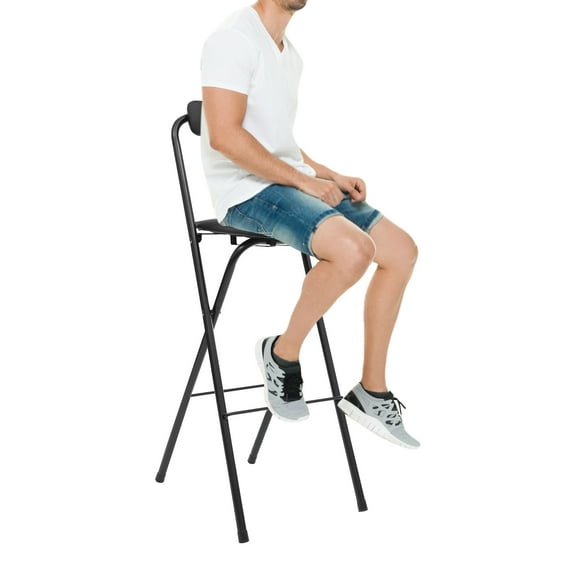 Foldable Bar Chair, Tall Folding Chair, Portable Folding Stool Used in Kitchens, Dining Rooms, Living Rooms, Study Rooms