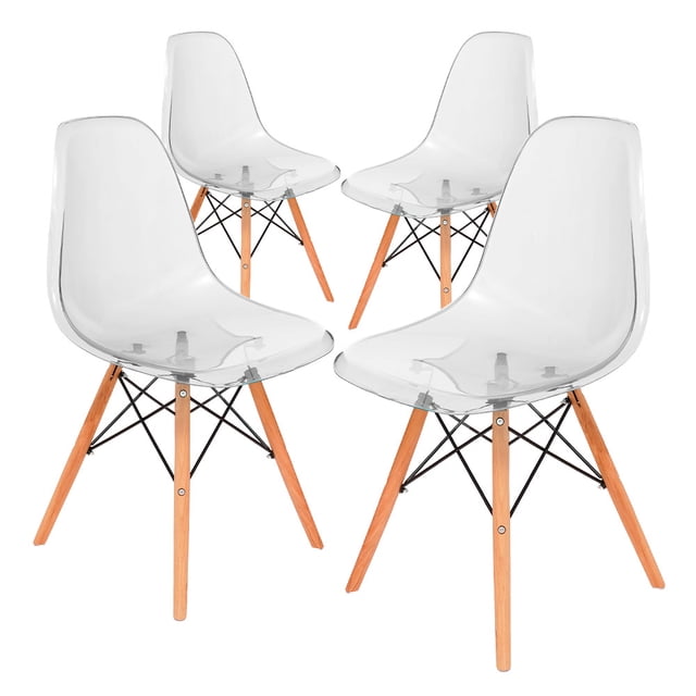 Sillas Eames Modernas Minimalistas Acrílico set 4 Piezas Gris Para Comedor Gaon Clear