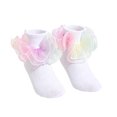 thumbnail image 2 of Big Ruffle Socks Double Lace Turn Cuff Girls Lace Princess Dance Socks with Ruffle Trim Breathable Cotton Frilly Cute Bobby Dress Sock for Kids, 2 of 5