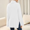 thumbnail image 6 of Babysbule Plus Size Womens Sweaters New Arrivals Women Solid Color Turtleneck Open Long Sleeve Turtleneck Ribbed Sweater Woman Clearance Women's Fashion, 6 of 6