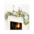 thumbnail image 2 of 5.9FT Pre-Lit Flocked Christmas Garland with Gold Bows - Indoor/Outdoor Home Holiday Decor, 2 of 7