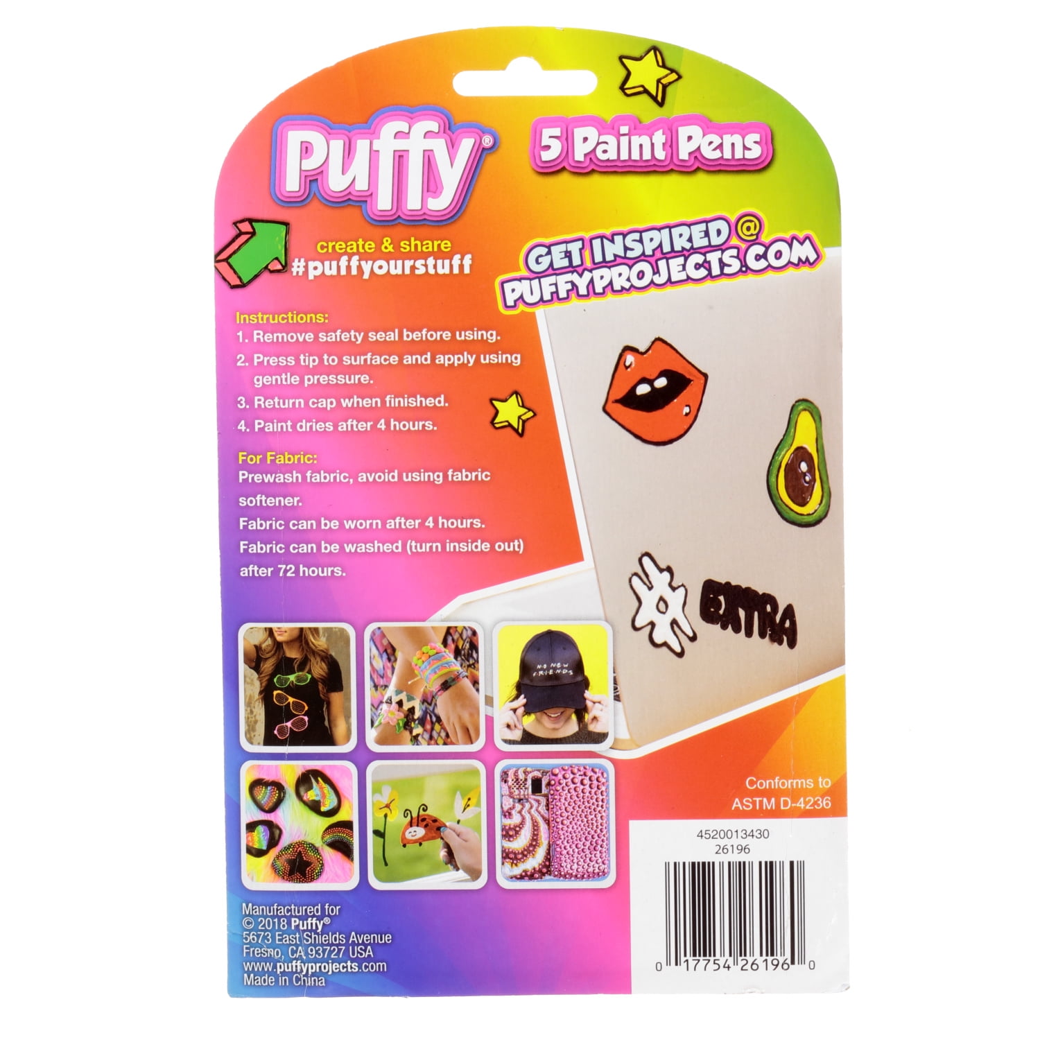  I Love To Create 5-Piece Puffy Paint Pen Set, Primary