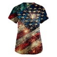 thumbnail image 4 of Womens 4th of July Scrub Tops Loose Short Sleeve American Flag Print Scrubs V Neck USA 250th Anniversary Patriotic Scrub Shirts Nursing Uniform Medical Nurse Workwear with Pockets Blue 5XL, 4 of 4