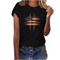 thumbnail image 2 of American Flag T Shirt Women 4th of July T Shirt Women 4th of July Shirts for Women Fourth of July Top Womens American Flag Tees Women's Fashionable Round Neck Letter Printed Short Sleeved T-Shirt, 2 of 4