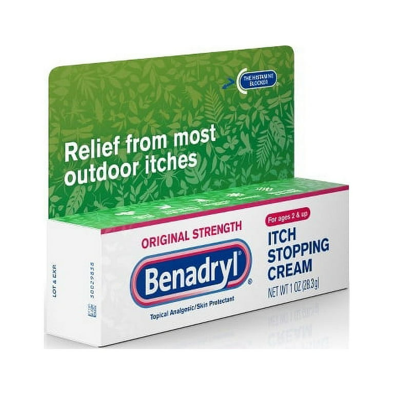 Benadryl Original Strength 1% - 0.1% Diphenhydramine HCl / Zinc Acetate  Cream Itch Relief 1 oz. Tube 24 Ct - Walmart.com