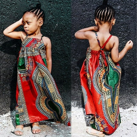 

Dyfzdhu Girls Dress Summer Toddler Baby Dashiki Backless African Sleeveless Dress Girls Dresses Girl Dresses