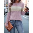 thumbnail image 4 of Women'S Sweaters Trendy Color Block Tops Long Sleeve Shirts Fall Outfits Early Fall Fashion Winter Clothing Pink M, 4 of 8