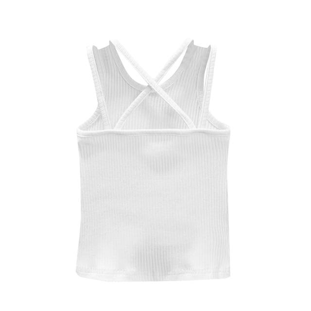 WEIYLL Girls Tank Tops Halter Racerback Crop Soild Sleeveless Sports Summer Soft Child Tee Top Clothes for 5-6 Years