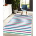 thumbnail image 4 of Striped Decorative Rug, Geometric Colorful Tone Brush Style Lines Grunge Retro Digital Print, Quality Carpet for Bedroom Dorm and Living Room, 6 Sizes, Violet Blue, by Ambesonne, 4 of 4