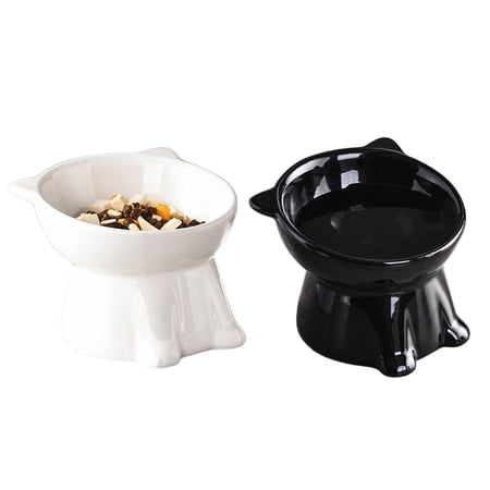 StlyGar Elevated Cat Bowls Plastic Raised Bowl Vomiting & Spine Cat Bowls Whisker Friendly for Adult Cats Small Dogs 2pack