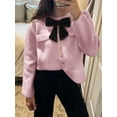 thumbnail image 3 of Women's Long Sleeve Round Neck Knitted Sweater Coat Buttoned crop Sweater Cardigan, 3 of 6