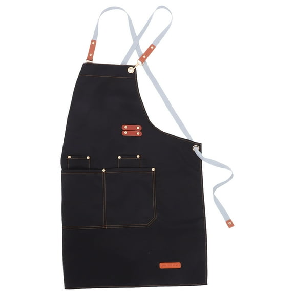 Water Resistant Canvas Chef Apron Cross Back Adjustable Full Coverage for Men Women Gardening Painting 1 Piece Black
