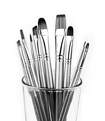 Adi's Art Pro Paint Brushes Set For Acrylic Oil Watercolor, Artist Face And Body Professional Painting Kits With Synthetic Nylon Tips, 10 Pieces (Gray) - Walmart.com
