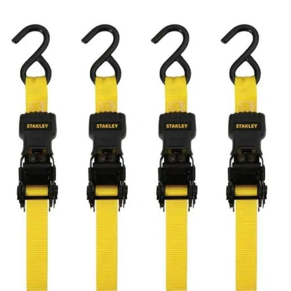 Stanley Ratchet Straps 1" X 12' 1500Lbs 4Pk